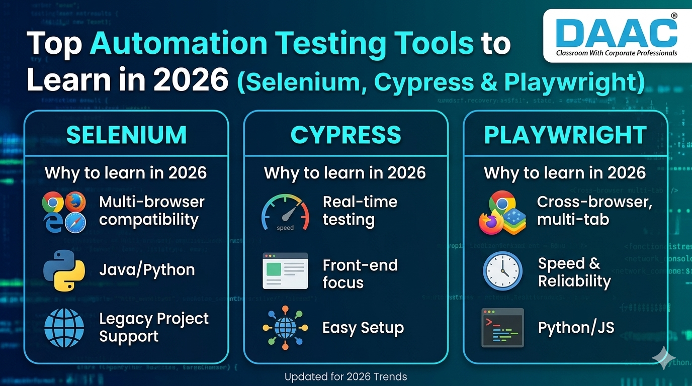 Top Automation Testing Tools to Learn in 2026 (Selenium, Cypress & Playwright)